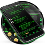 sms messages neon led green android application logo